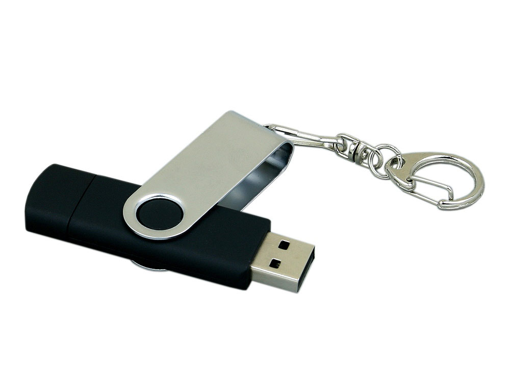 Флеш-накопитель 32 ГБ с поворотным USB 2.0 и Micro USB разъёмом