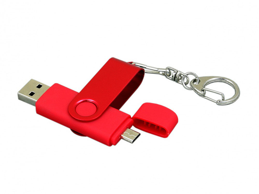 64 Гб USB 2.0 флеш-накопитель с вращающимся корпусом и Micro USB портом