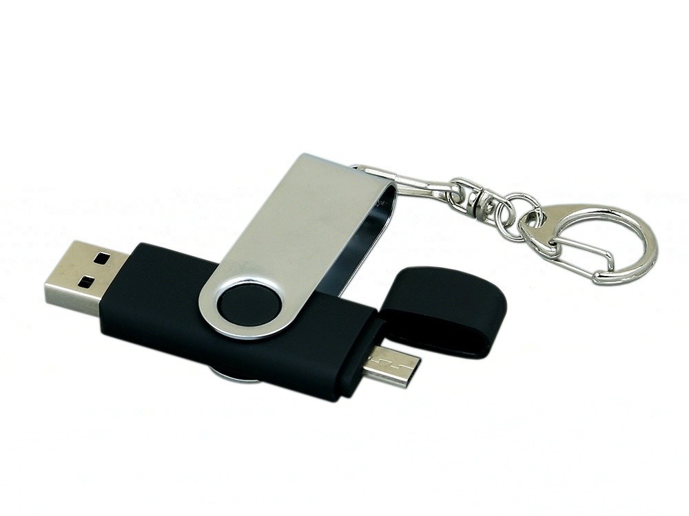 Флеш-накопитель 32 ГБ с поворотным USB 2.0 и Micro USB разъёмом