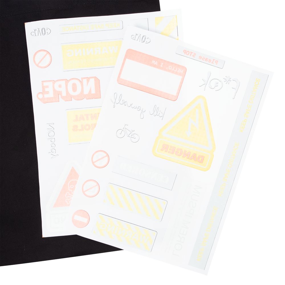 Холщовая сумка с термонаклейками Cautions