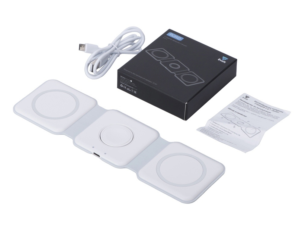 Беспроводное зарядное устройство 3-в-1 Road, 15 Вт