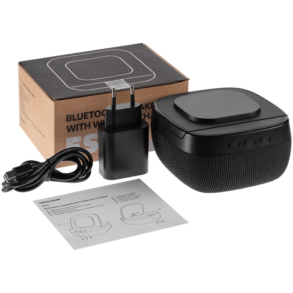 Колонка с беспроводной зарядкой Esca и подсветкой логотипа