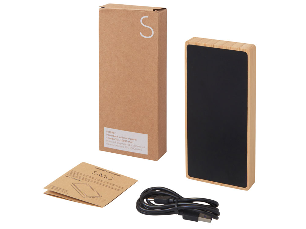 Внешний аккумулятор с подсветкой лого и солнечной панелью Reedia S1, 10000 mAh